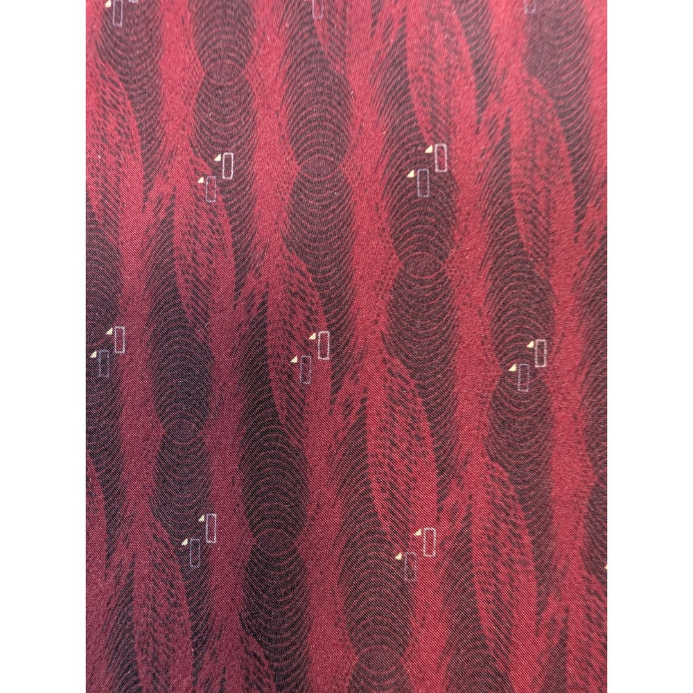 Bill Blass Mens Black Label Silk Necktie OS Burgundy‎ Geometric